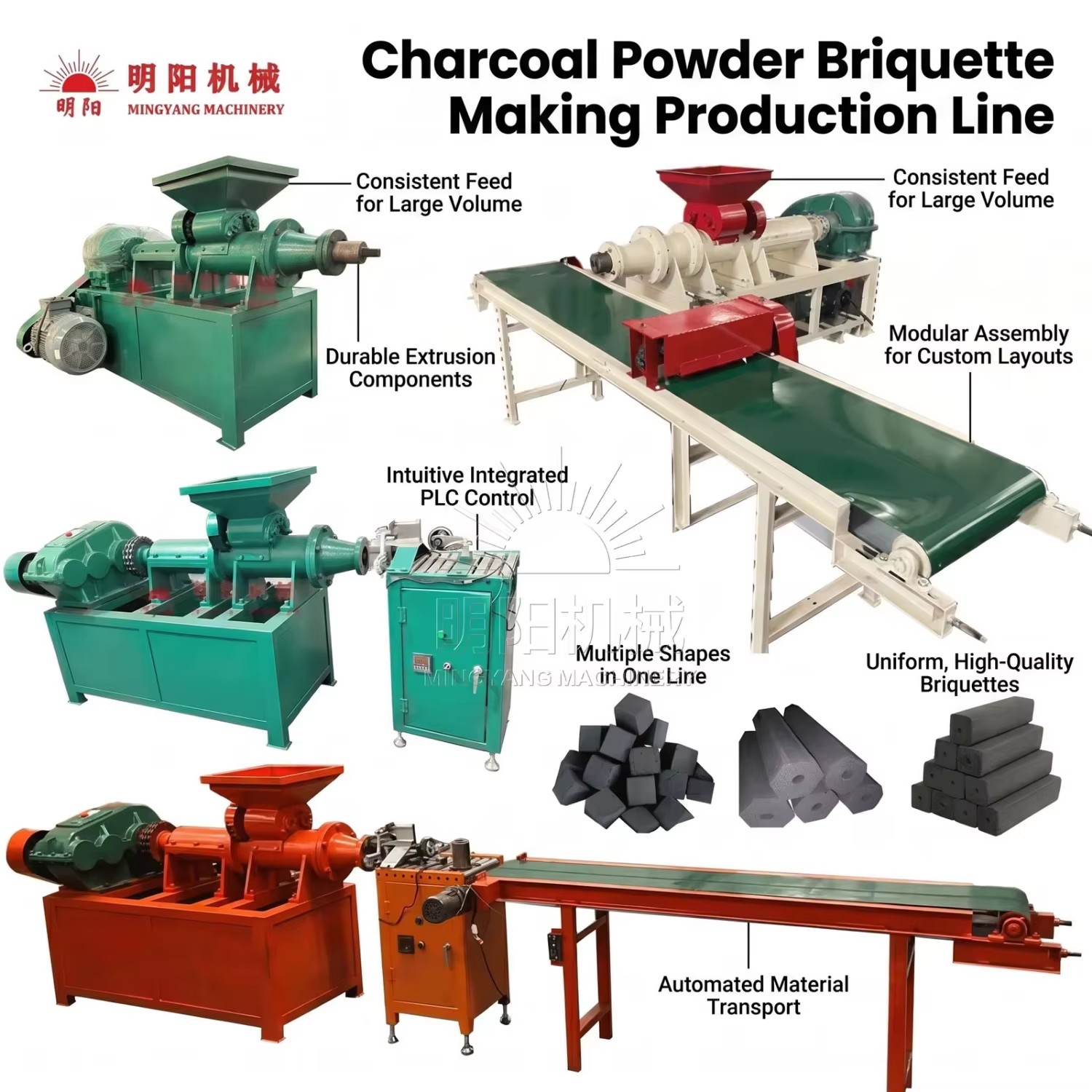 Factory Price Coal Charcoal Briquette Making Machine Screw Extruder Briquette Press for Coal Charcoal Powder
