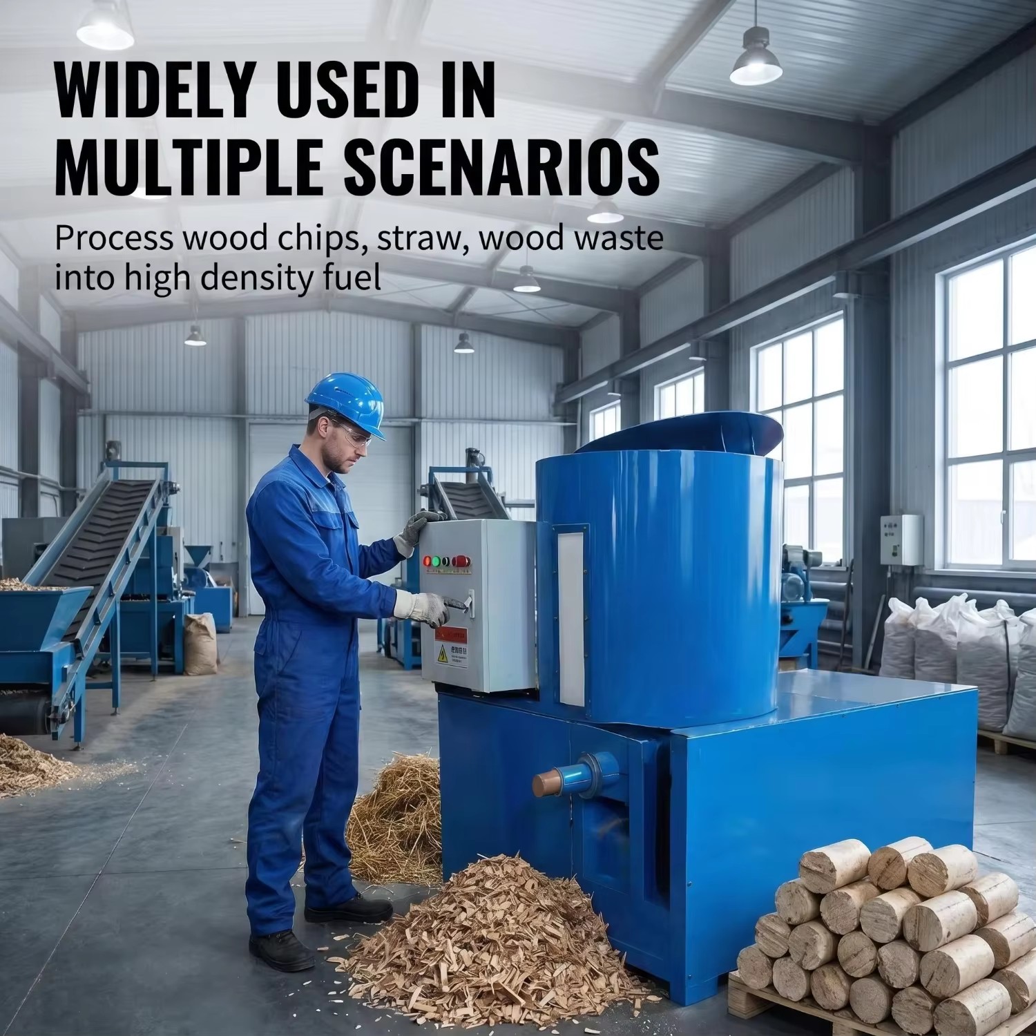Automatic Biomass Briquette Press Machine Sawdust Corn Stalk Fuel Rod Making Machine for Charcoal Production Plant