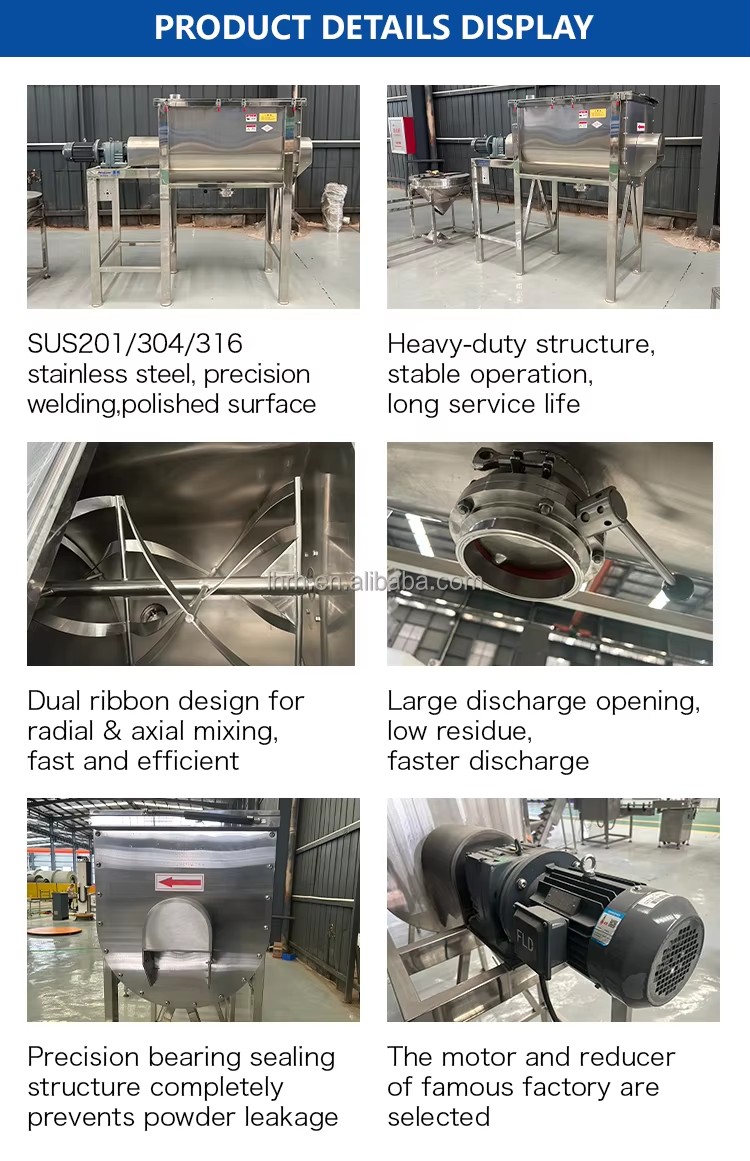 100kg 500kg 1000kg Industrial Ribbon Mixer for Charcoal Briquette Powder Binder Dry Blending Machine Horizontal Mixer