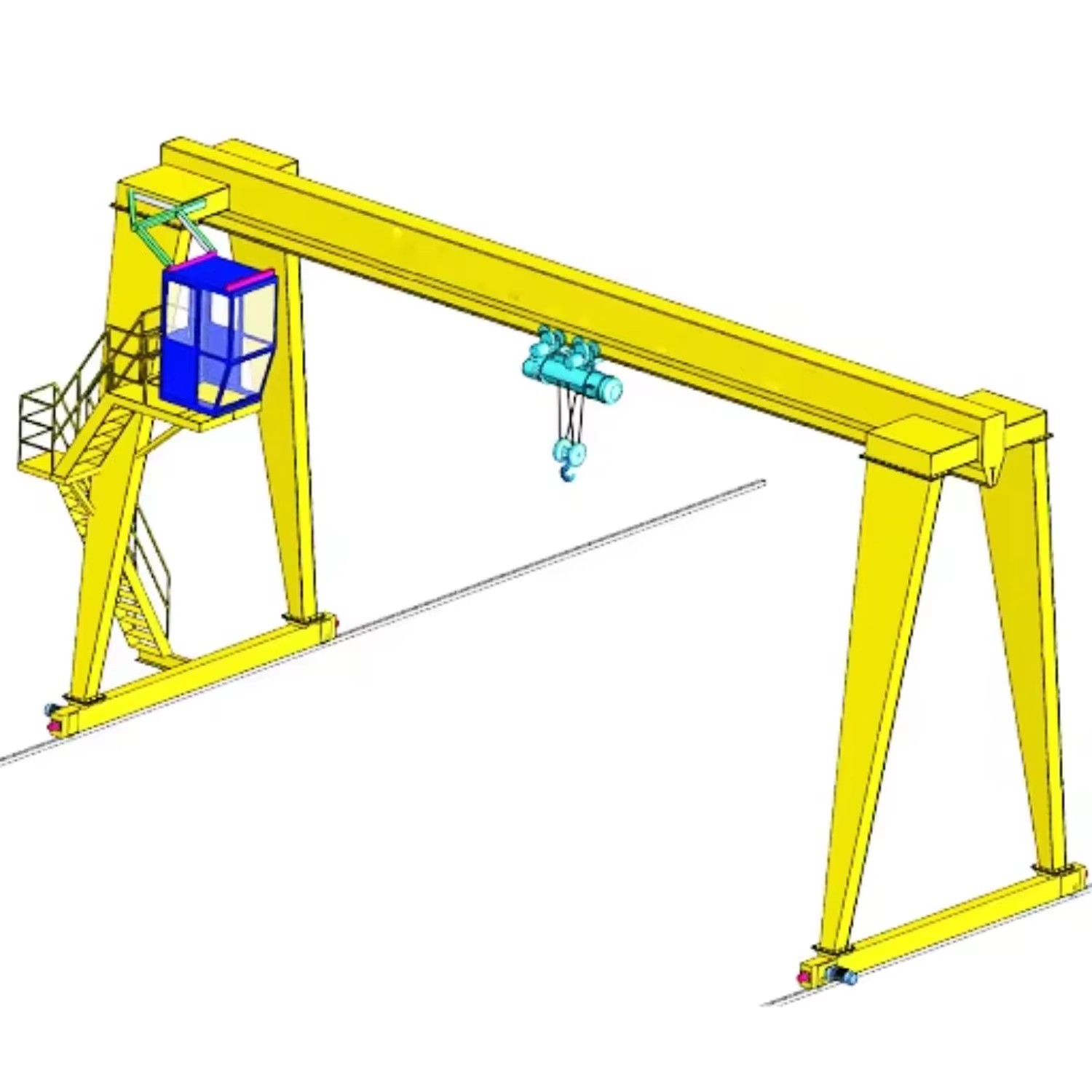 M5 Duty Single Girder Gantry Crane 8T with VFD Hoist for Steel Mill Scrap Yard Continuous Casting Operation