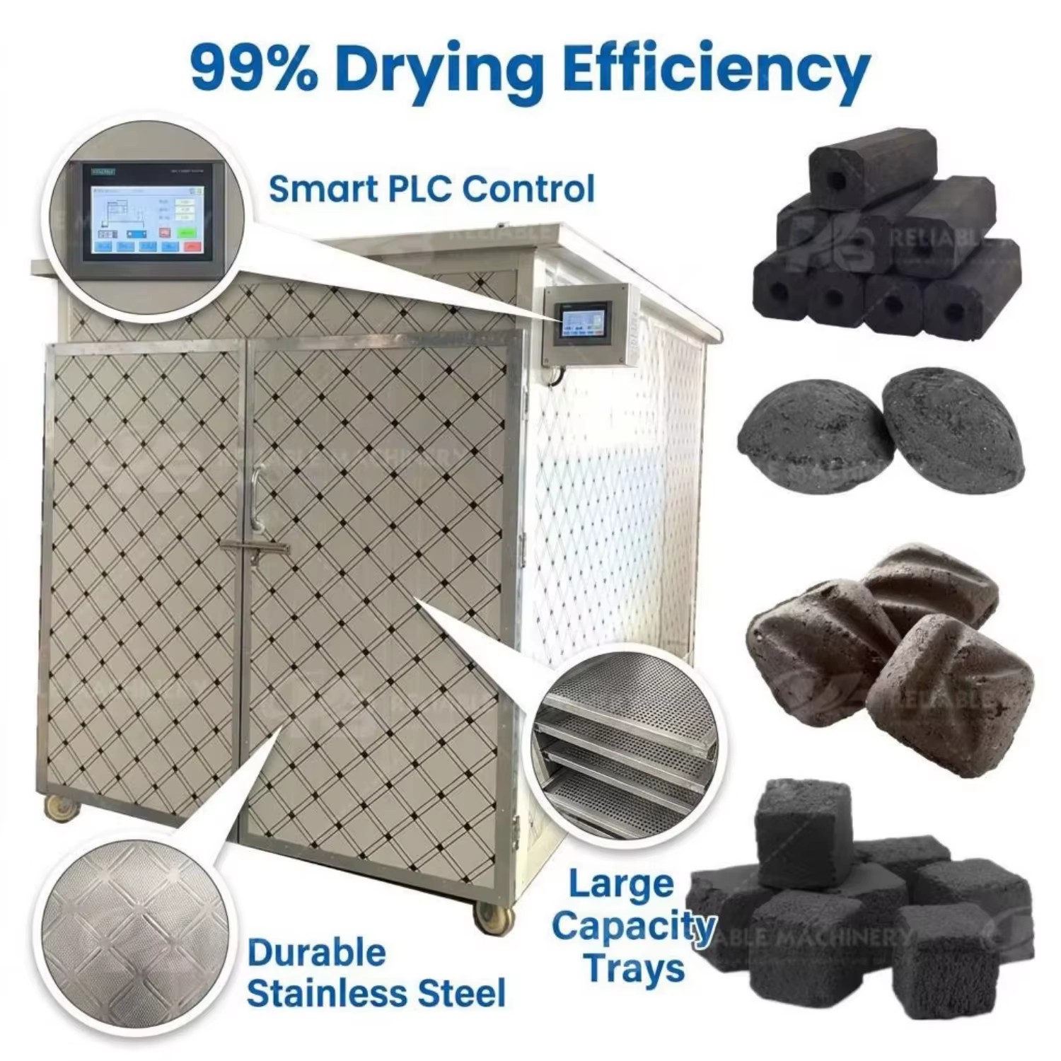 Professional Automatic Continuous Charcoal Briquette Drying Machine Large Capacity Box Dryer for Sawdust Coal Briquette
