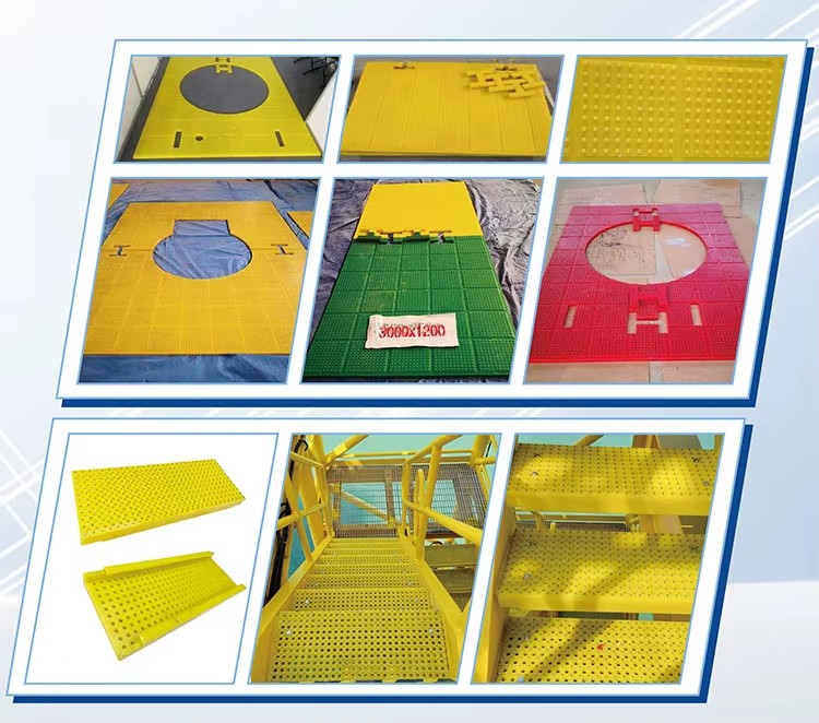 Studded Drilling Rig Floor Mat Rubber for Offshore Platform Rotary Table Anti-slip Professional OEM Vendor Polyurethane Cutting