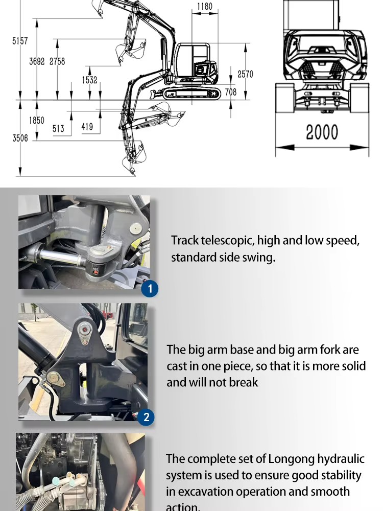 6.5t Tracked Excavator Heavy Duty Engineering Machine with for Engine High Load Moment 0.23m Bucket for Mining Projects