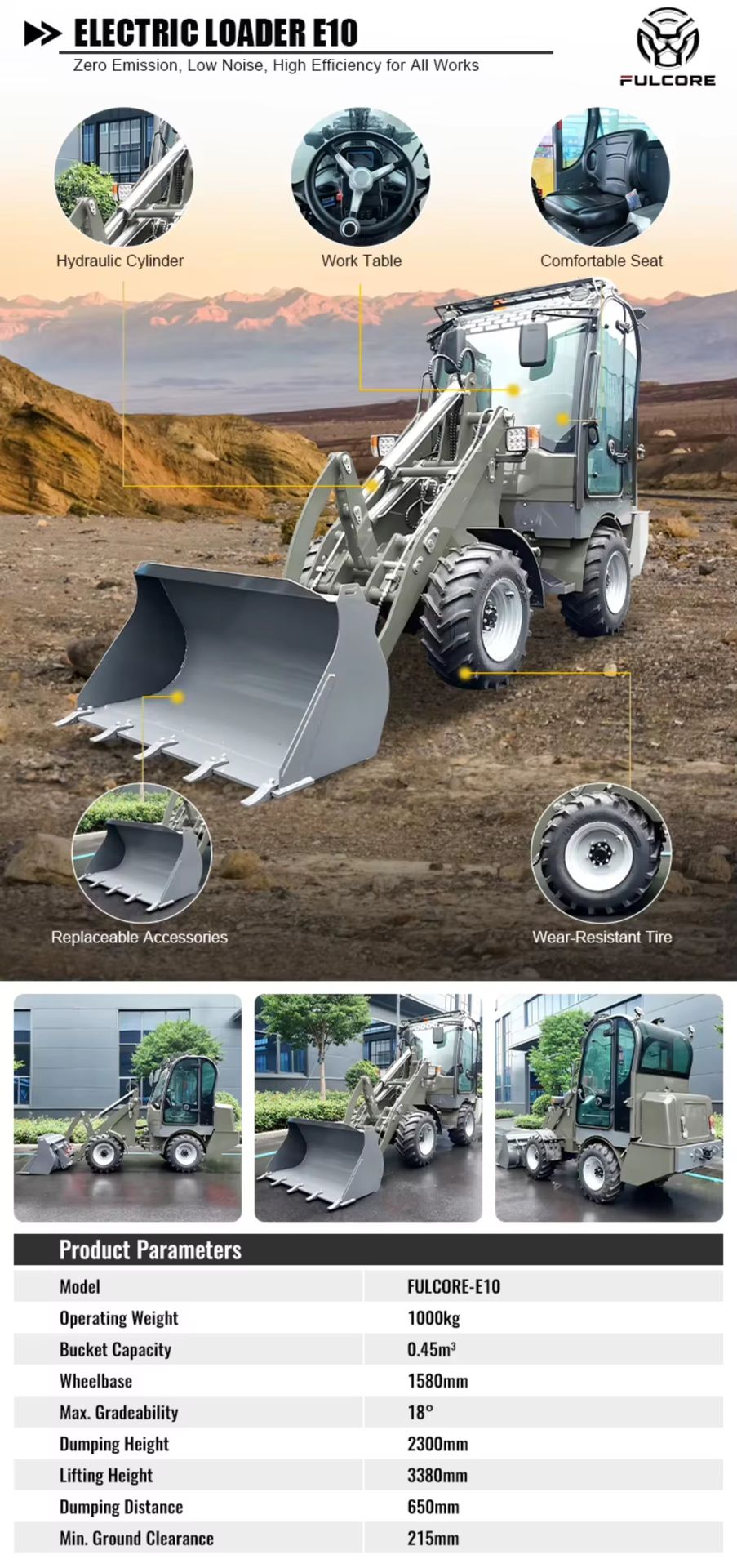 Seeking Long Term Partners Mini Loader Full Hydraulic Steering Low Noise for Underground Mine Work Wheel Loader