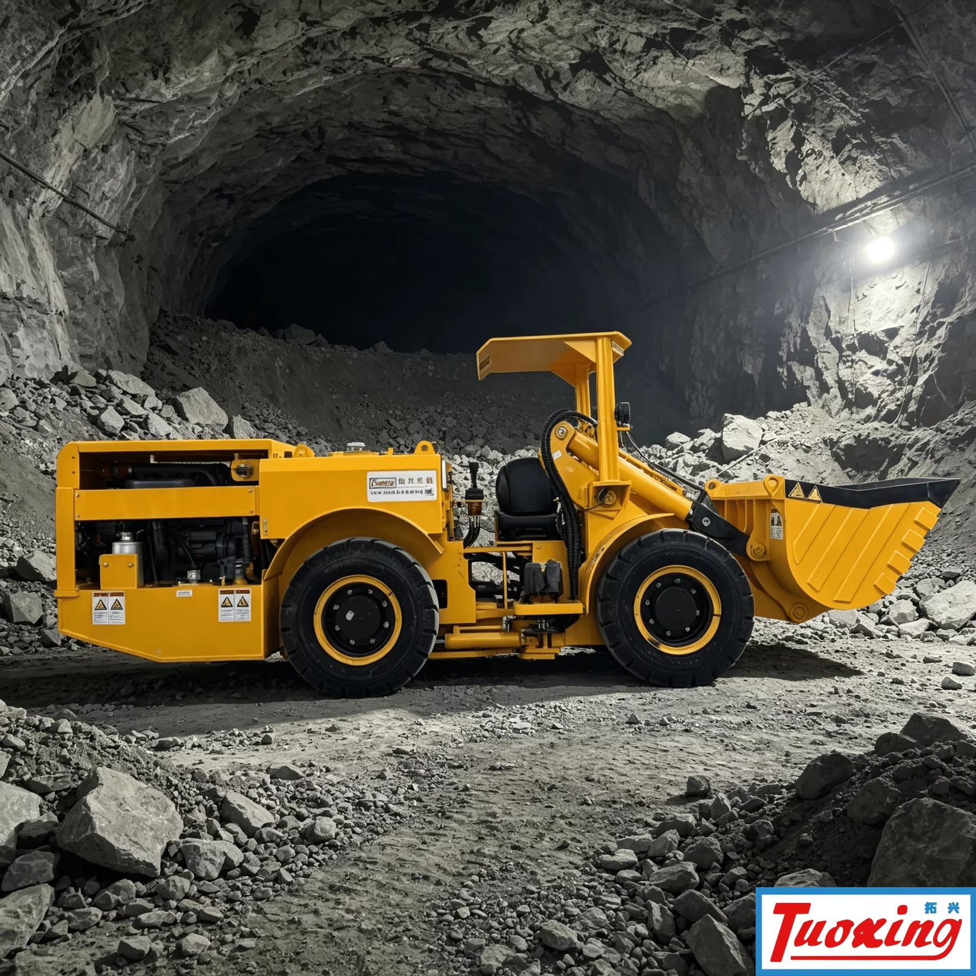 Underground LHD Tuoxing TC-0.6 1 Yard 1.2 Ton Load Durable Diesel Scooptram 66kW Power Remote Monitoring System for Mine Ore