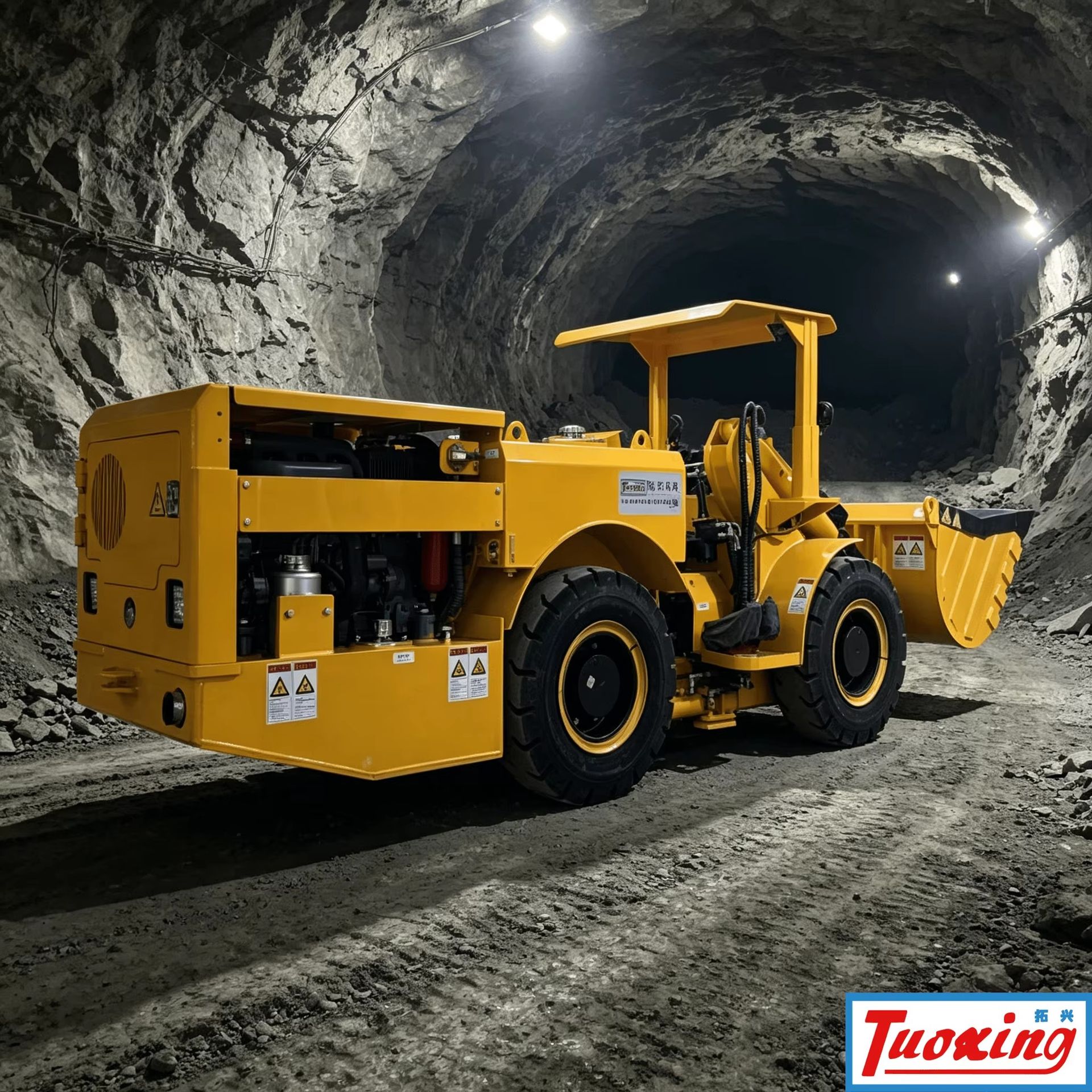 Underground LHD Tuoxing TC-0.6 1 Yard 1.2 Ton Load Durable Diesel Scooptram 66kW Power Remote Monitoring System for Mine Ore