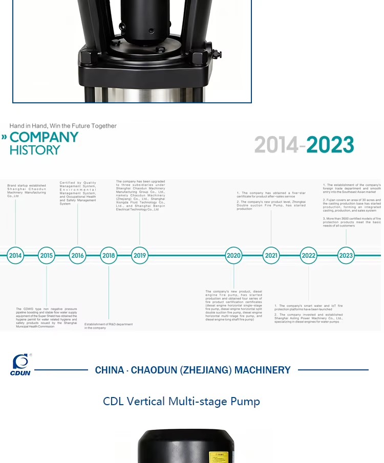 High Pressure Multistage Centrifugal Water Pump Customizable OEM Iron Material CDL Model 1 Year Warranty