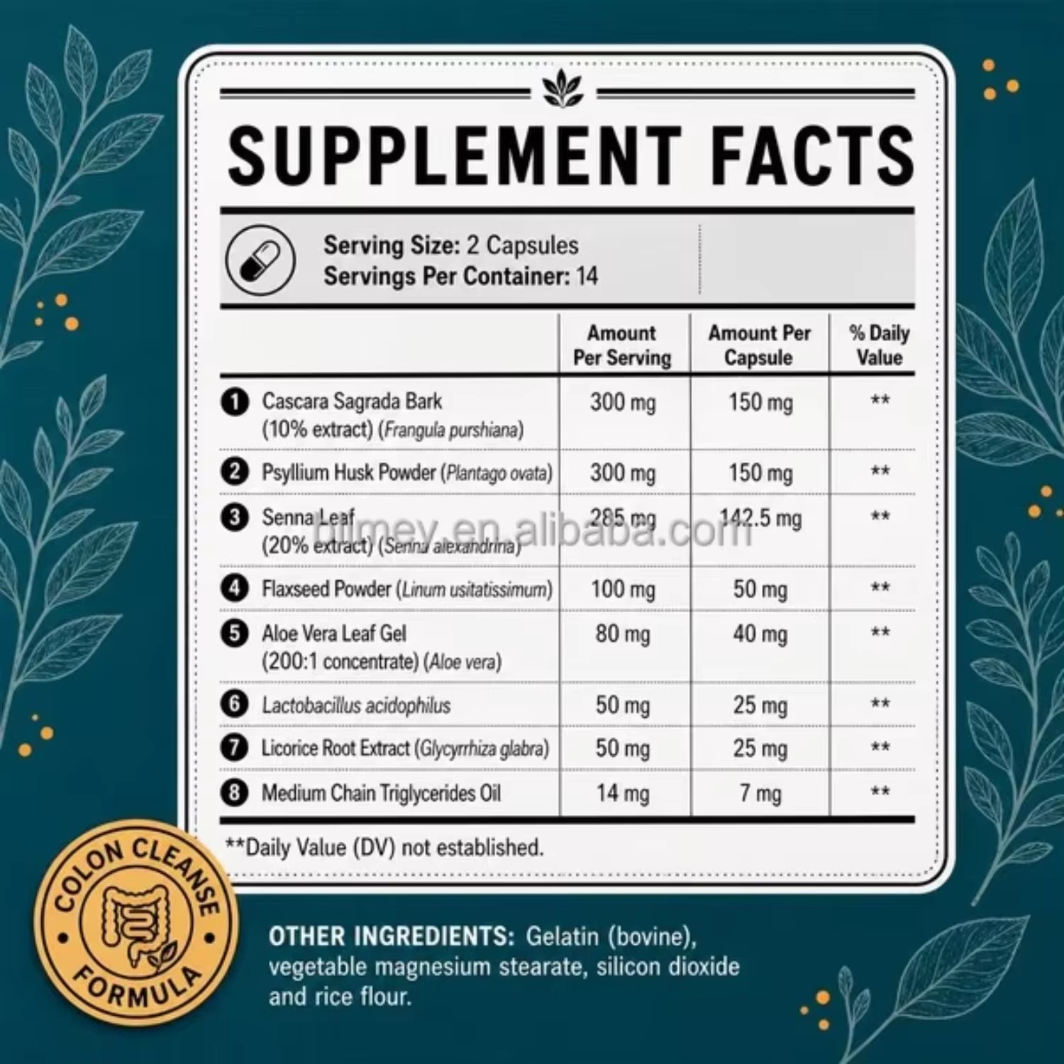 Supplement Manufacturer Pills Colon Liver Lung Detox 14 Day Cleanse and Detox Capsules Supplement