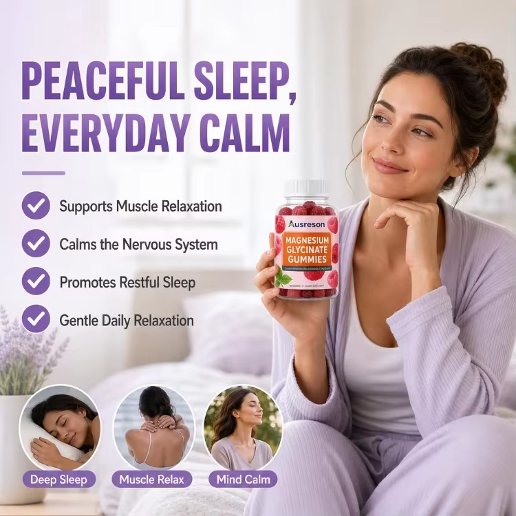Magnesium Glycinate Gummies High Absorption Chelated Supplement Sleep Support Relaxation Vegan Sugar Free Wholesale Bulk OEM