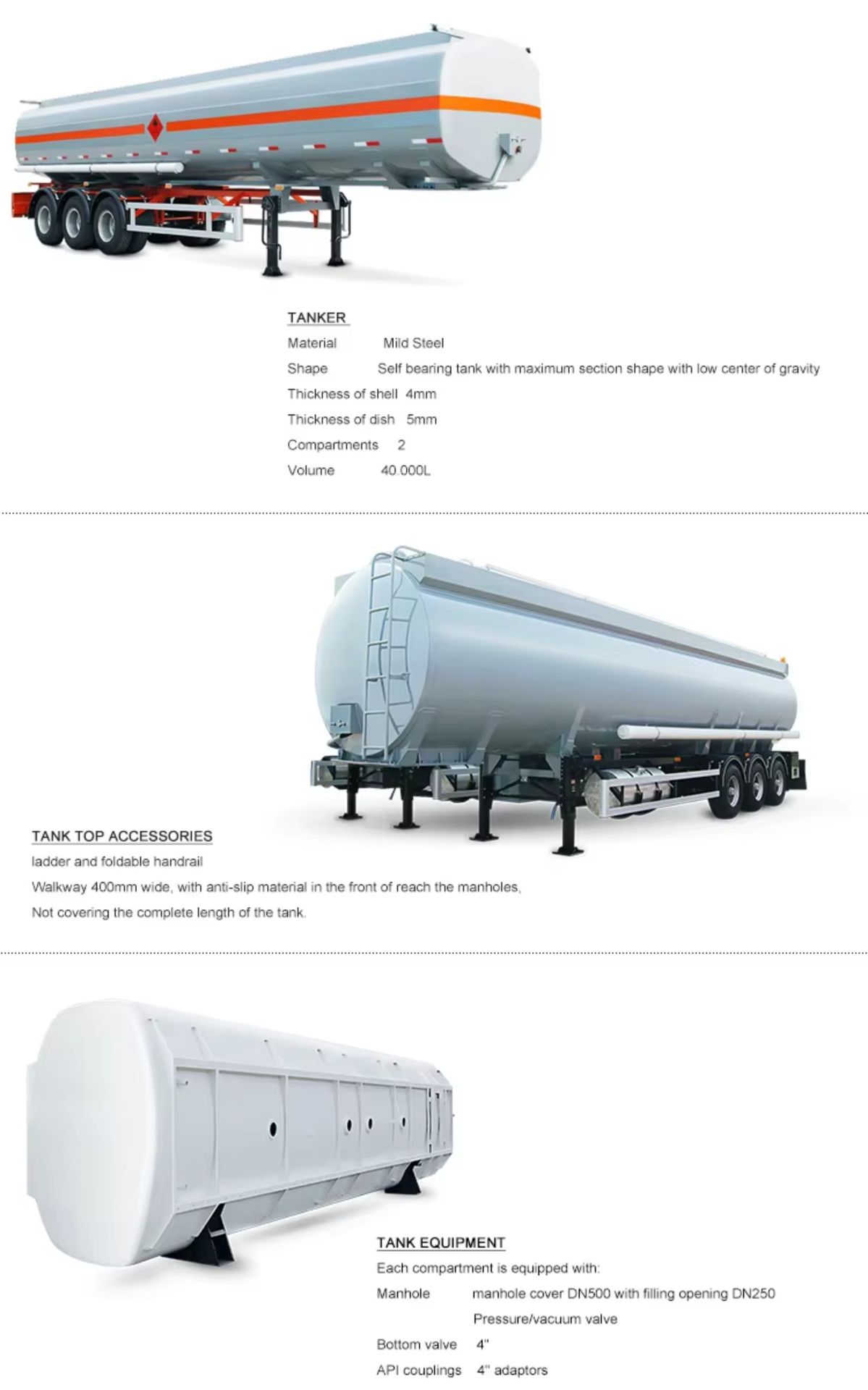Xianglong 3 Axle 40m3 Steel Fuel Tanker Semi Trailer Q235B Corrosion Resistant Oil Tanker Reservoir Carburant Factory