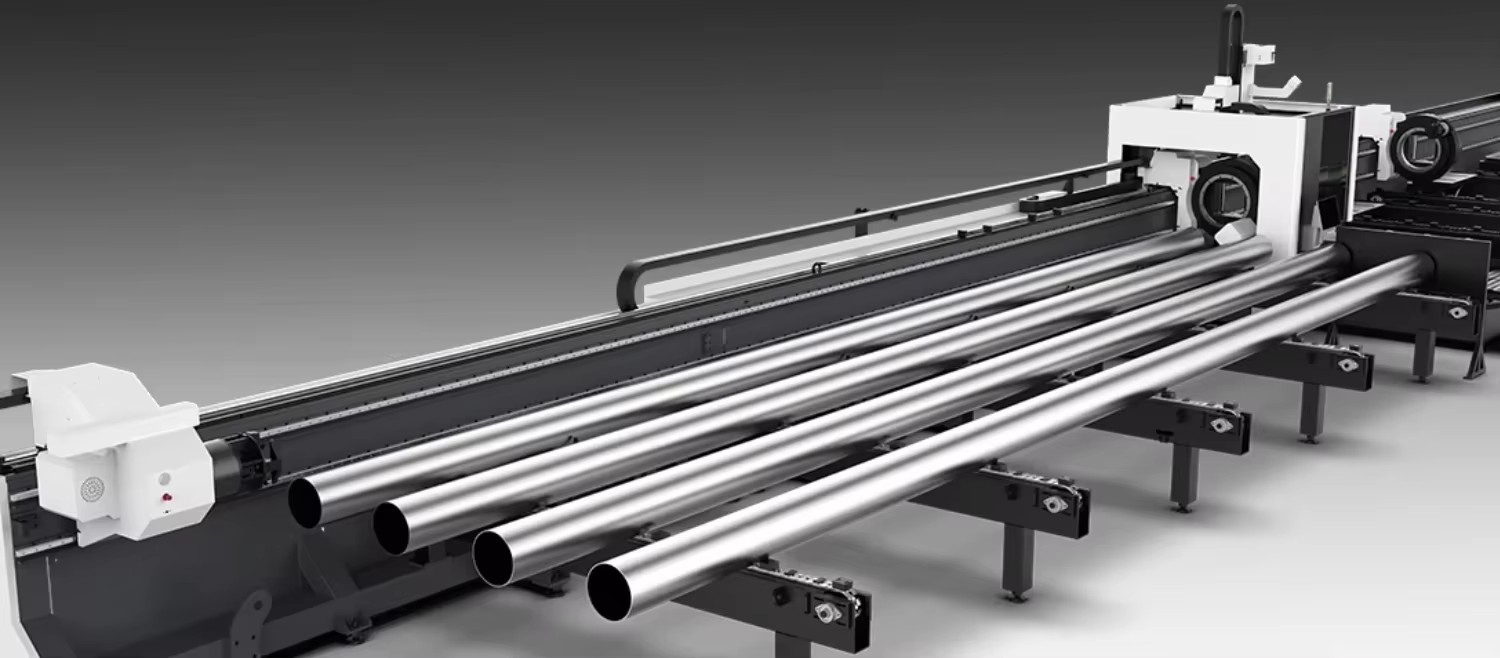 YOQI Q9-35 Four Chuck Tube Laser Cutting Machine 12300mm Beveling CNC Heavy Pipe Laser Cutter Raycus 12kW 20kW