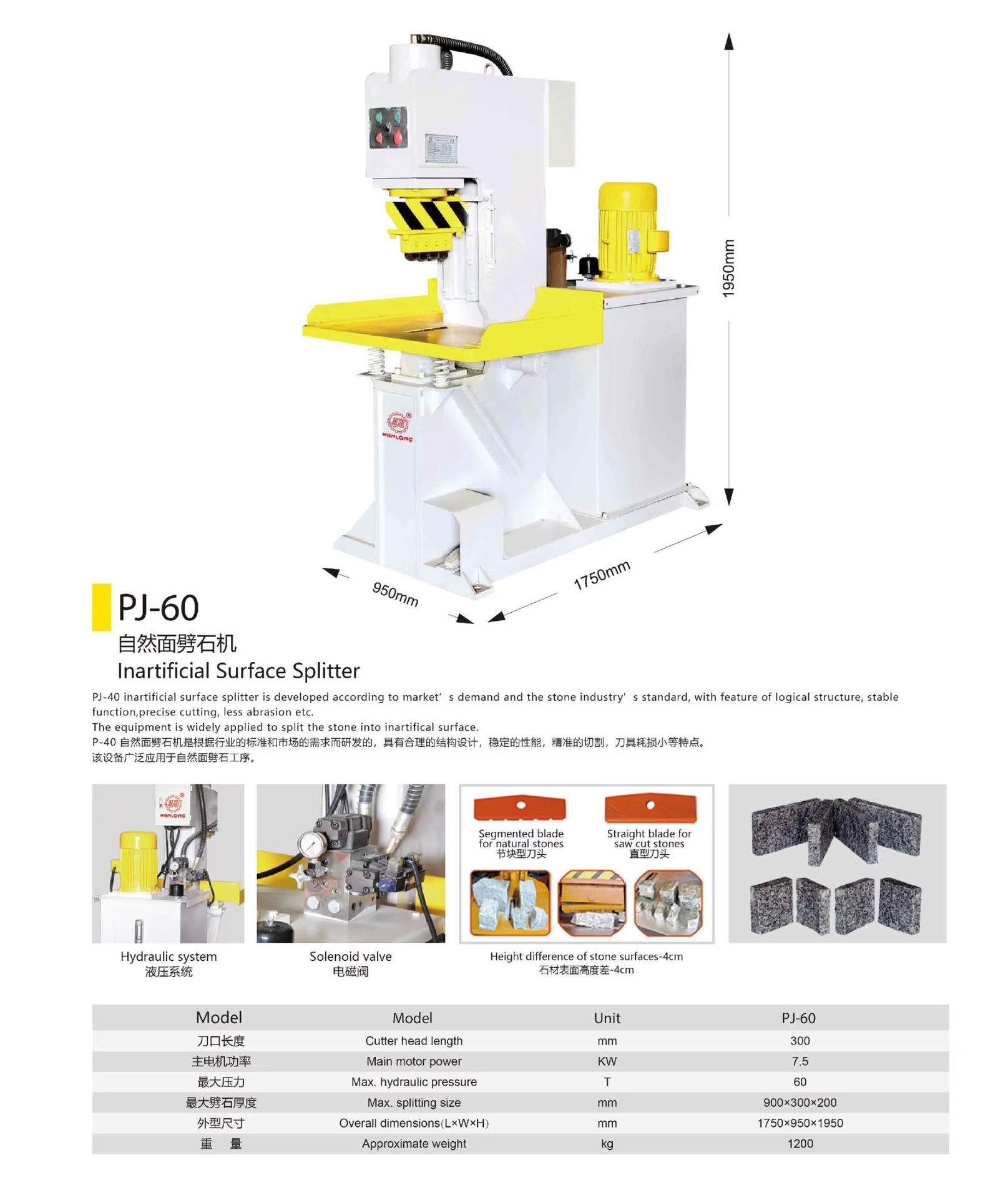 Easy to Operate Hydraulic Rock Guillotine Granite Block Splitting Stone Splitter Machine