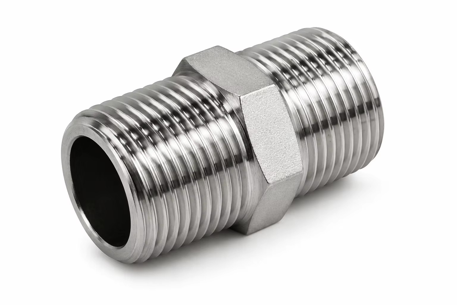 Precision CNC Machined 202 Stainless Steel Equal Hex Corrosion Resistant Chemical Resistant OEM Outer Thread Converting Nipple
