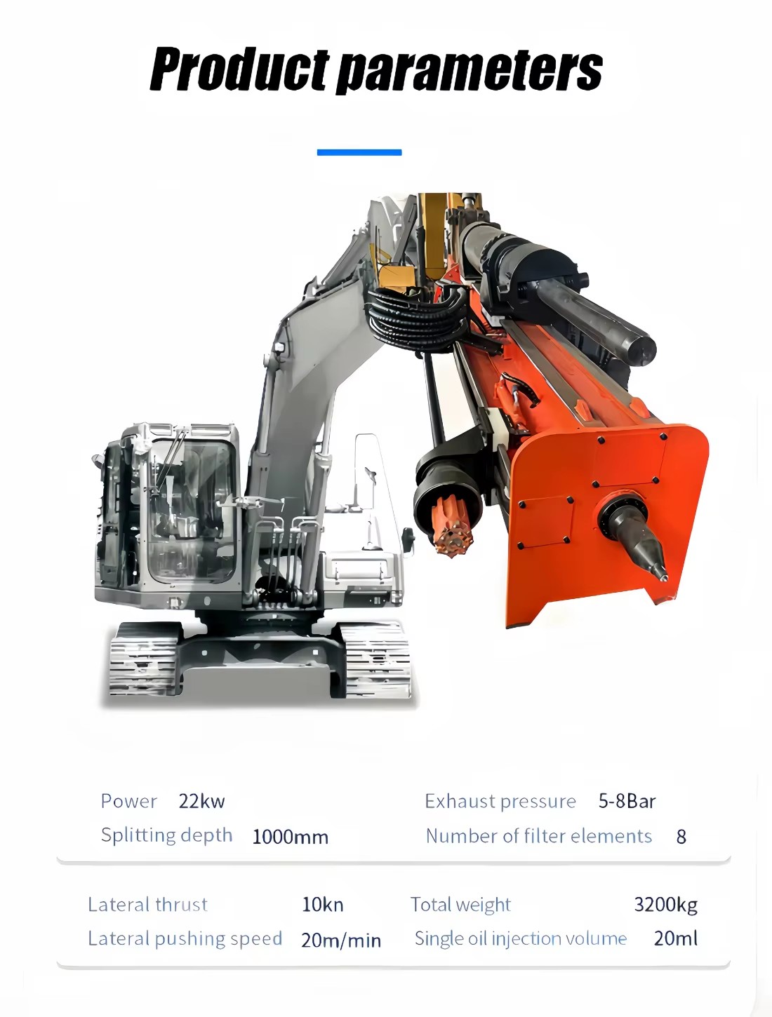 Mine/Quarry Hydraulic Driven Powerful Rock Breaking Drilling Splitting Machine Pump 8000 Tons Splitting Force for Rock Quarry