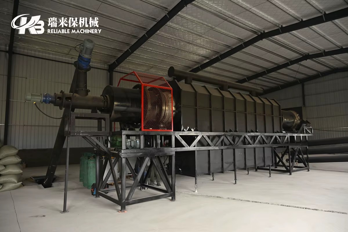 Environment Friendly Continuous Rotary Pyrolysis Furnace Carbonization Plant With Gas Recycling System for Zero Emission