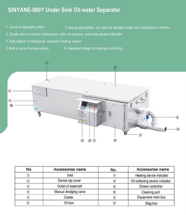 Manufacture Automatic Heating Setting Oil Collecting Restaurant Kitchen Oil Grease Trap