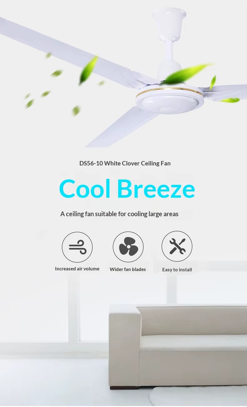 2026 New Smart 42inch Ceiling Fan for Bedroom Electric Power Source 220V Iron Blade Ceiling Fans with Big Power
