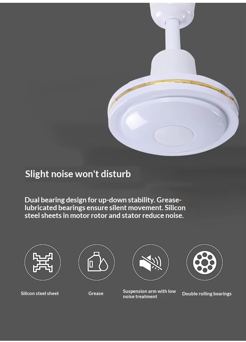 2026 New Smart 42inch Ceiling Fan for Bedroom Electric Power Source 220V Iron Blade Ceiling Fans with Big Power