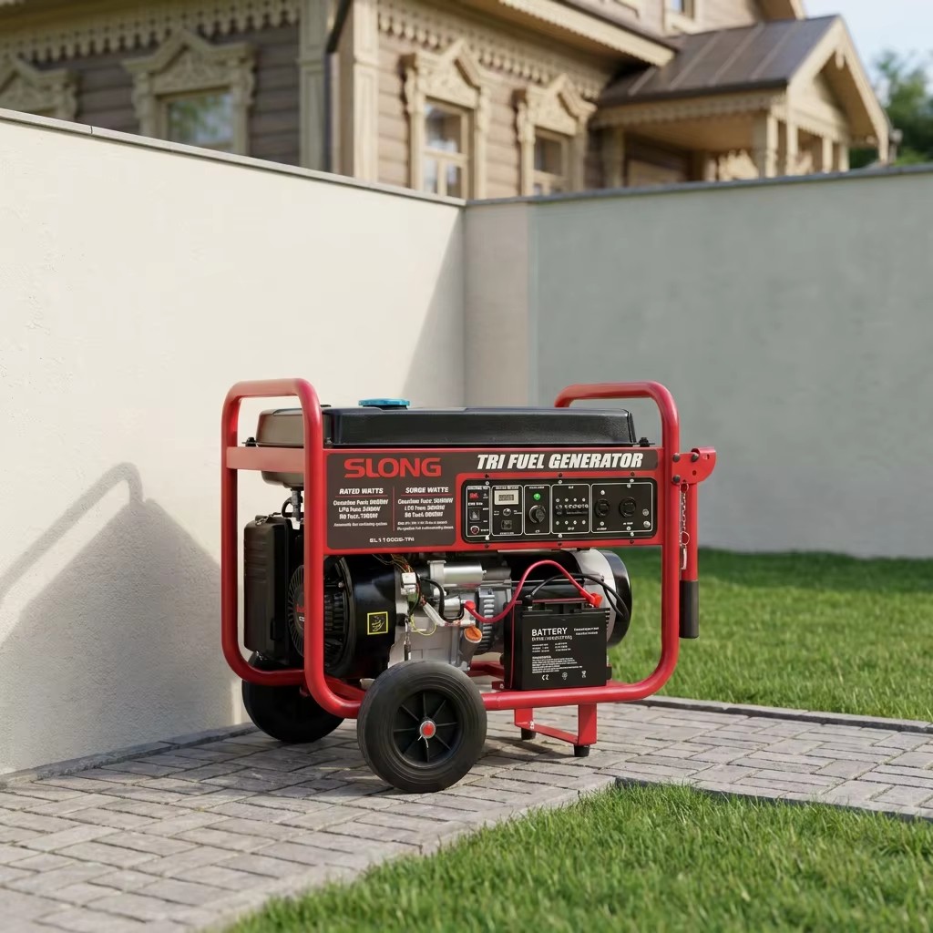 Ready to Ship 9KW Tri Fuel Portable Generator Gasoline Natural Gas Air Cooled Engine with Wheel and Handle for Home Backup