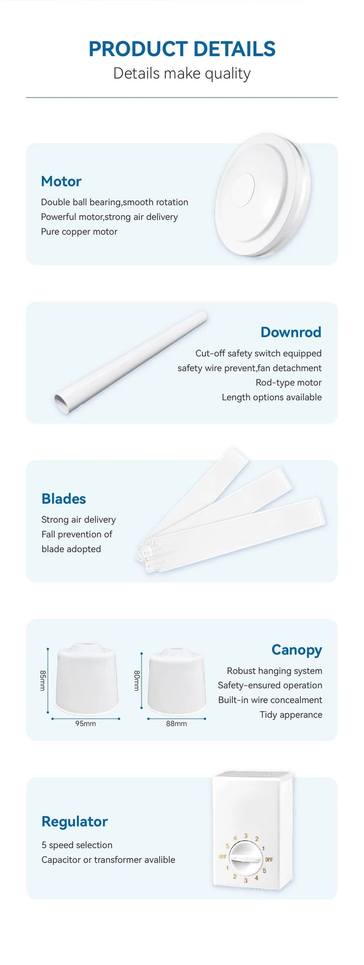 Modern Energy Saving Cheap Electric Hotel Use Foldable Metal Ceiling Fan Mechanical Regulator LED Light 56 Inch ACDC 3 Blades