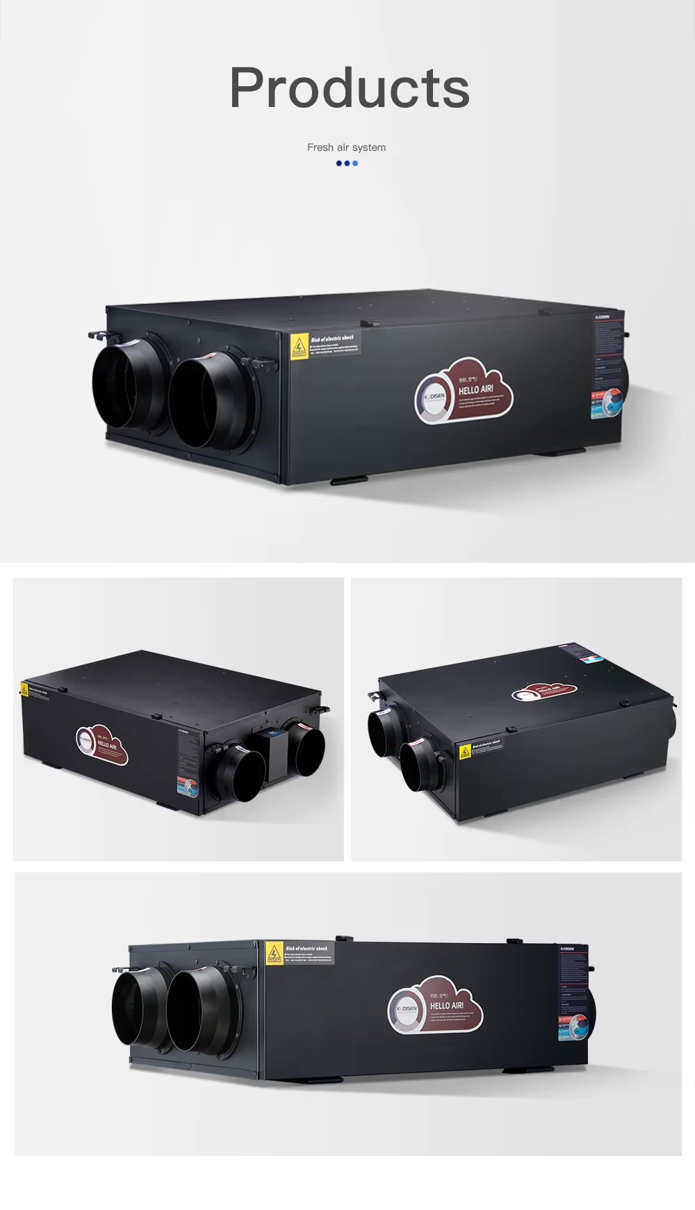 Energy Saving 1200m3/h Heating Recovery Ventilation Widely Used in Various Places