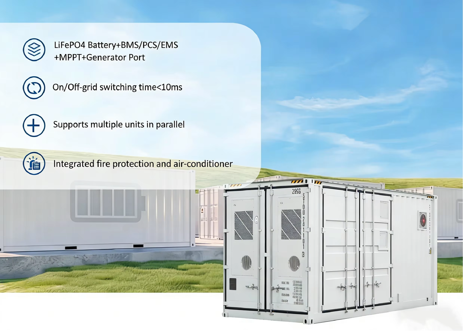 Yinghui Containerized Solar Battery Energy Storage System for Swimming Pool Diesel Hybrid Off-grid Smart Energy Saving Solution