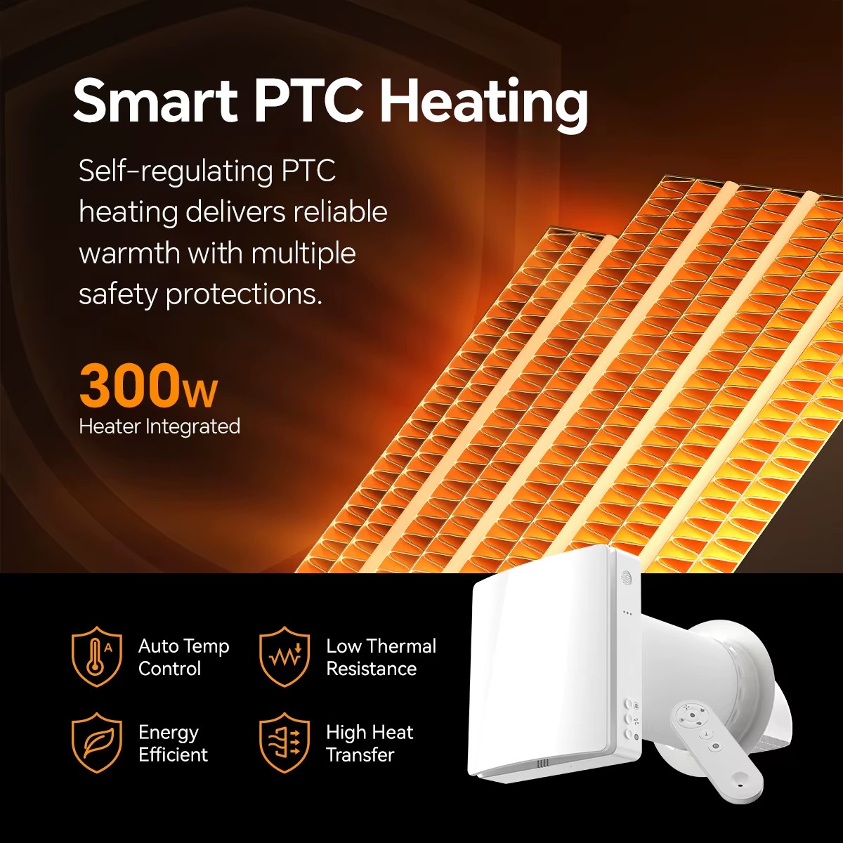 Ductless HRV System 300W Heater Heat Recovery Ventilation System Low Noise Air Ventilation System Apartment Single Room Heating