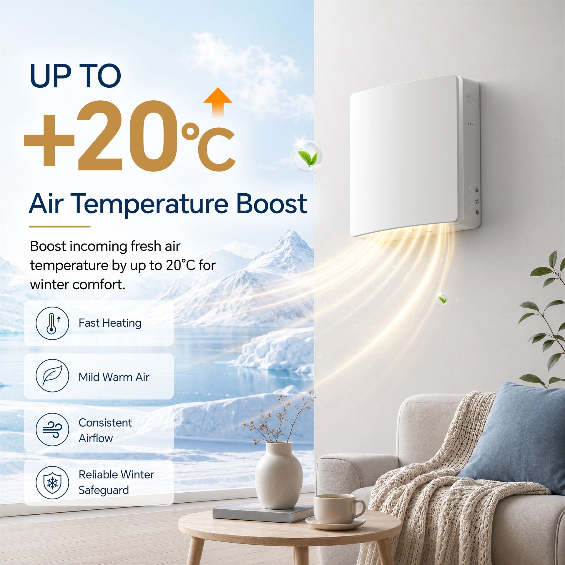 Ductless ERV Unit 200V 300W Heater Air Recuperator Smart Tuya Control VMC Double Flux Positive Pressure Home Ventilation System