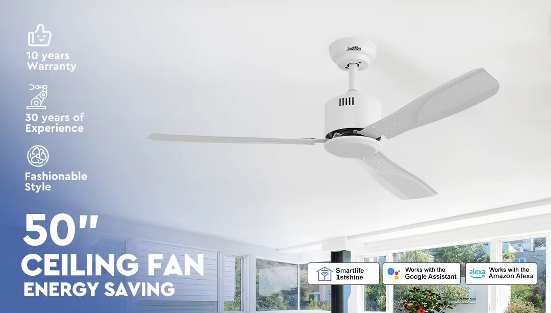 1stshine New Energy Efficient Alexa Google Compatible Summer Winter Mode Living Room Bedroom Heavy Duty Ceiling Fan