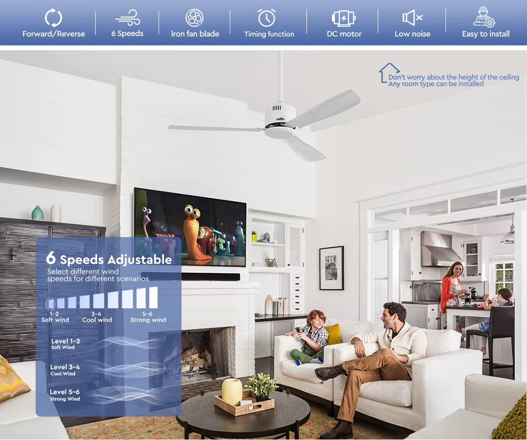 1stshine New Energy Efficient Alexa Google Compatible Summer Winter Mode Living Room Bedroom Heavy Duty Ceiling Fan
