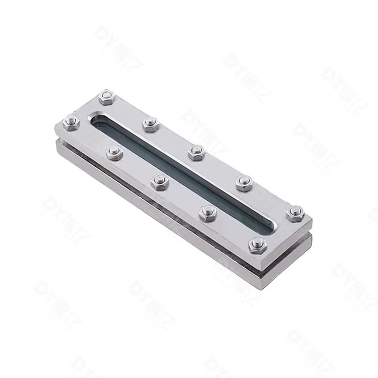 304/316L Stainless Steel Rectangular Clamp Low Pressure Flat Level Gauge with Sight Glass Observation Mirror