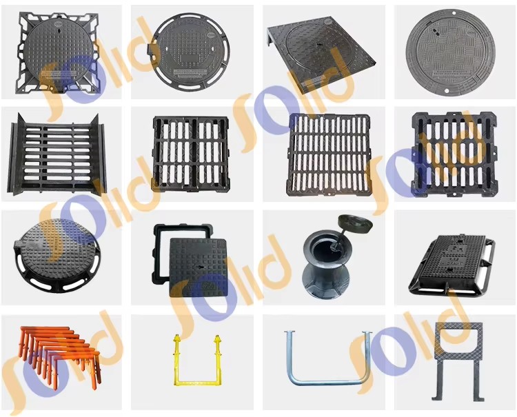 Heavy Duty DI Cast Iron Square Manhole Cover Floor Drain Grating Drainage Frame Channels EN124 Certified Brand