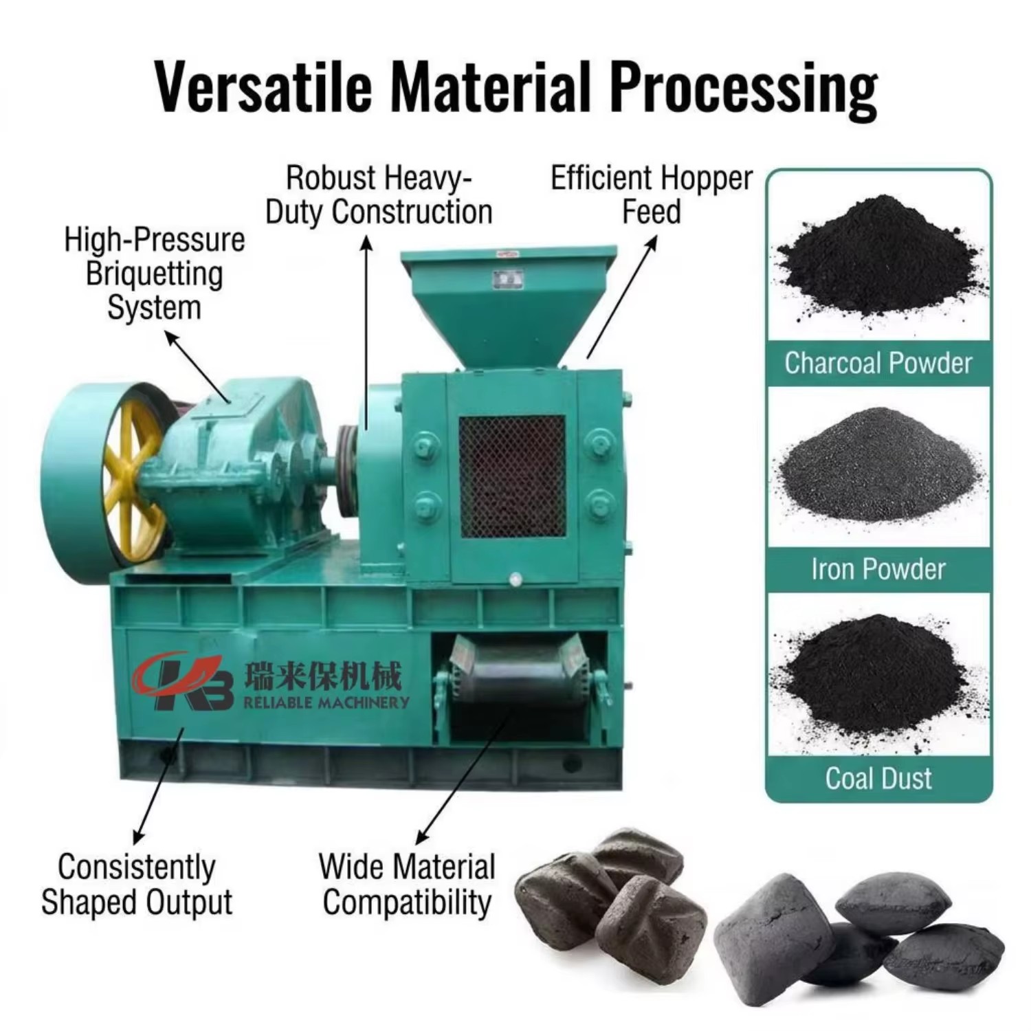 Pillow Oval Coal Press Machine for Making Cuban Marabu Charcoal Briquette Screw Briquette Machine with Heating Element