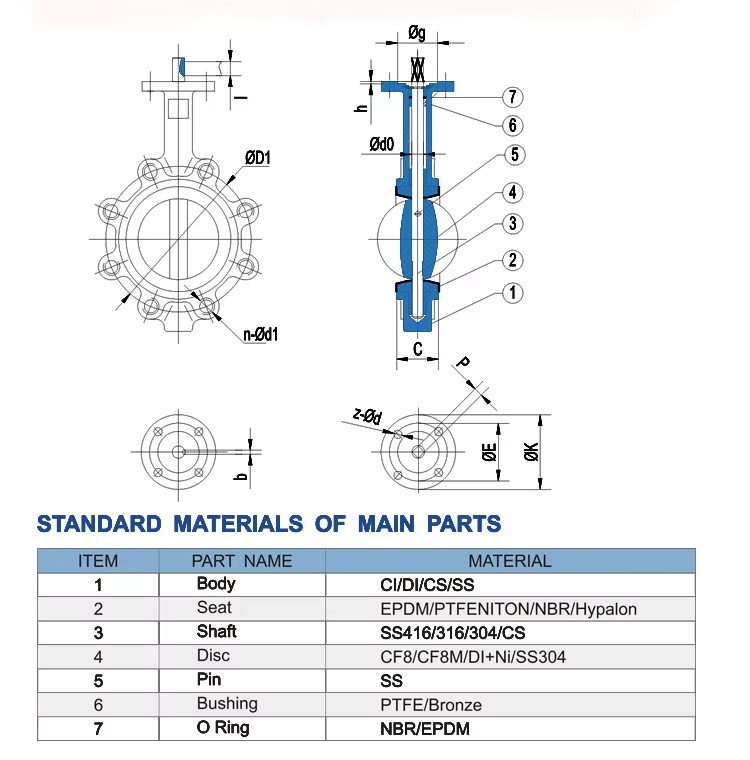 High Performance 4 Inch Manual Lug Butterfly Valve SS304 Disc Ductile Iron Industrial Standard Water Works ISO9001:2008 CE