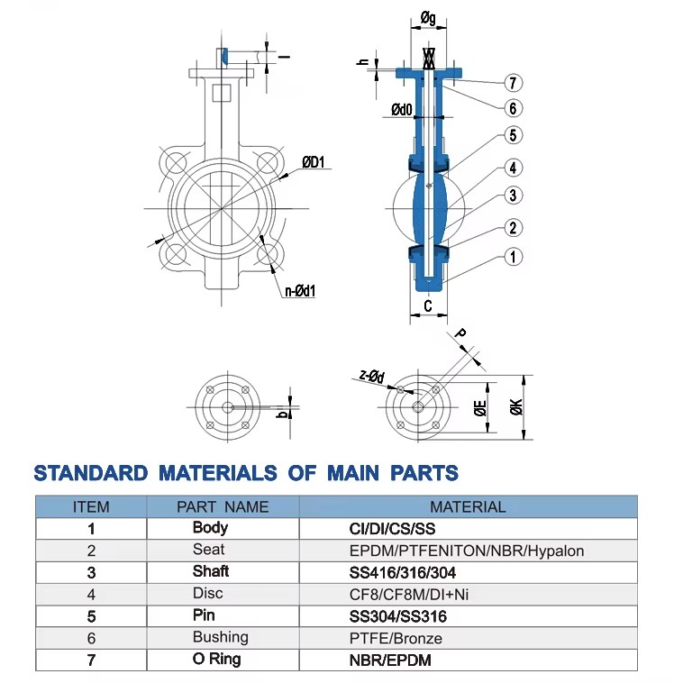 High Quality DN400 PN10/16 Cast Iron Body Wafer butterfly Valve Application for Water Supply