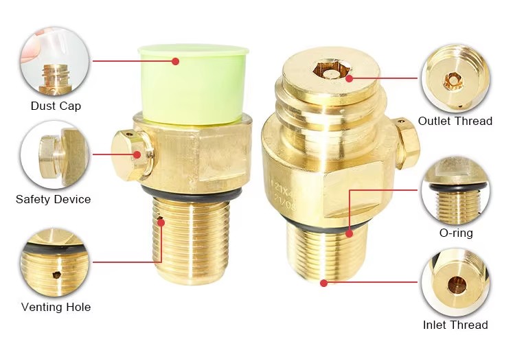 High Quality Gas Cylinder Valve Cga580-9b Brass Valve for CO2 Oxygen Nitrogen Gas Cylinder for Insert Valves Parts Accessories