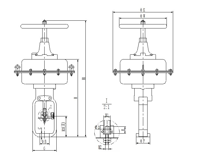 Top Handwheel air to Open Diaphragm Pneumatic Actuator