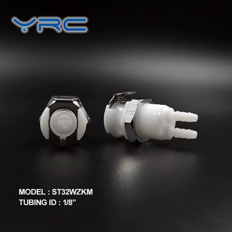 YRC High Quality 1/8" Plastic Quick Disconnect Dual Connect with Two Hose Barb up to 120psi -40~100