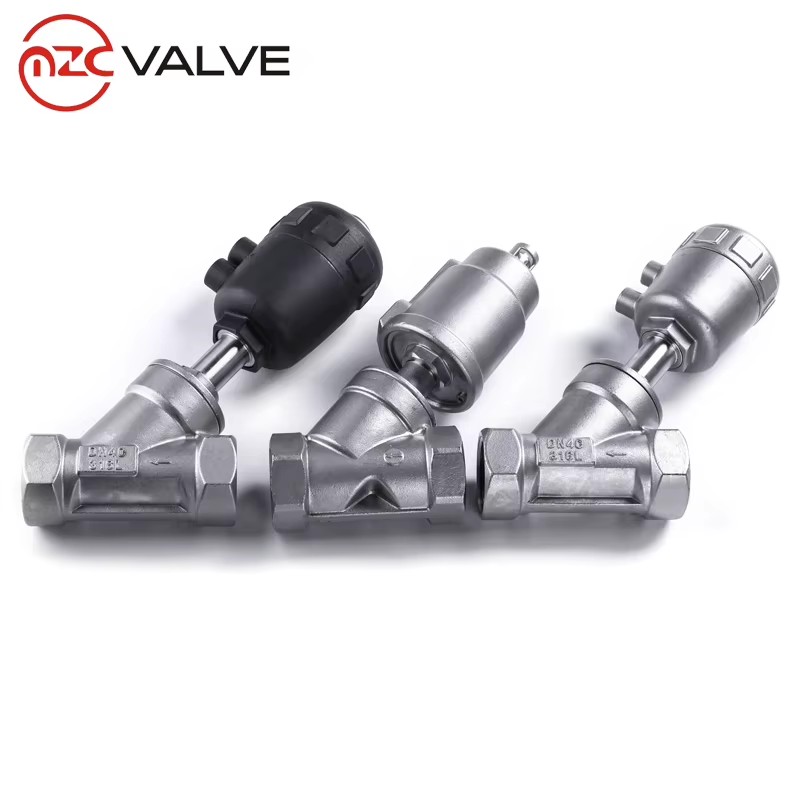 G1-1/4" DN32 Angle Body Piston Valve 2/2 Normally Closed Pneumatic Seat Valve
