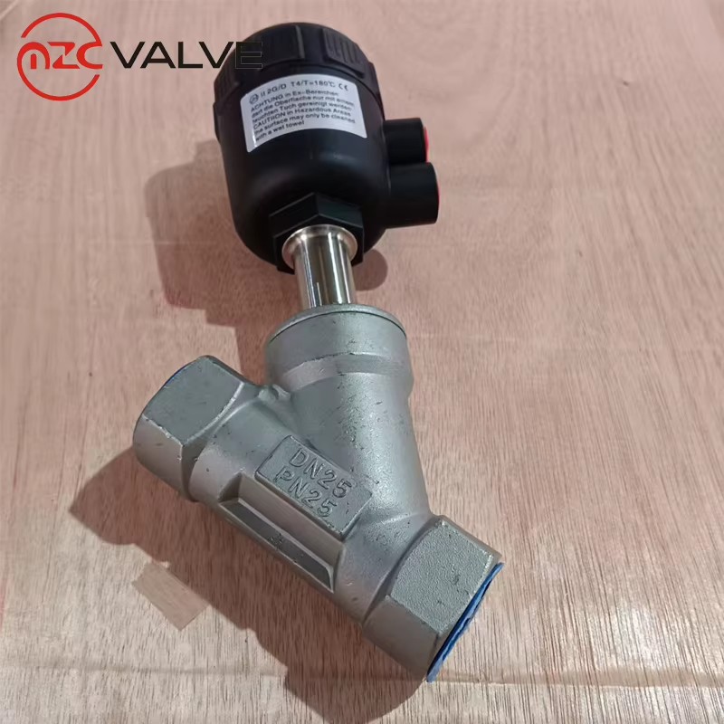 G1-1/4" DN32 Angle Body Piston Valve 2/2 Normally Closed Pneumatic Seat Valve