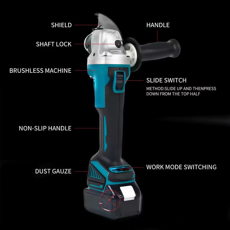 DGA-404 Power Tools Rechargeable Machine Angle Grinder Speed Regulation and Cutting Electric Tools