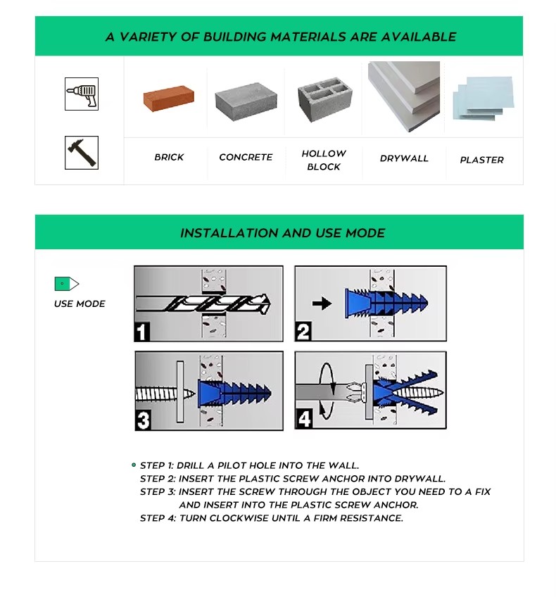 Plastic Expansion Anchor Wall Plug Plastic Plug Universal Plug Ribbed Plastic Anchor