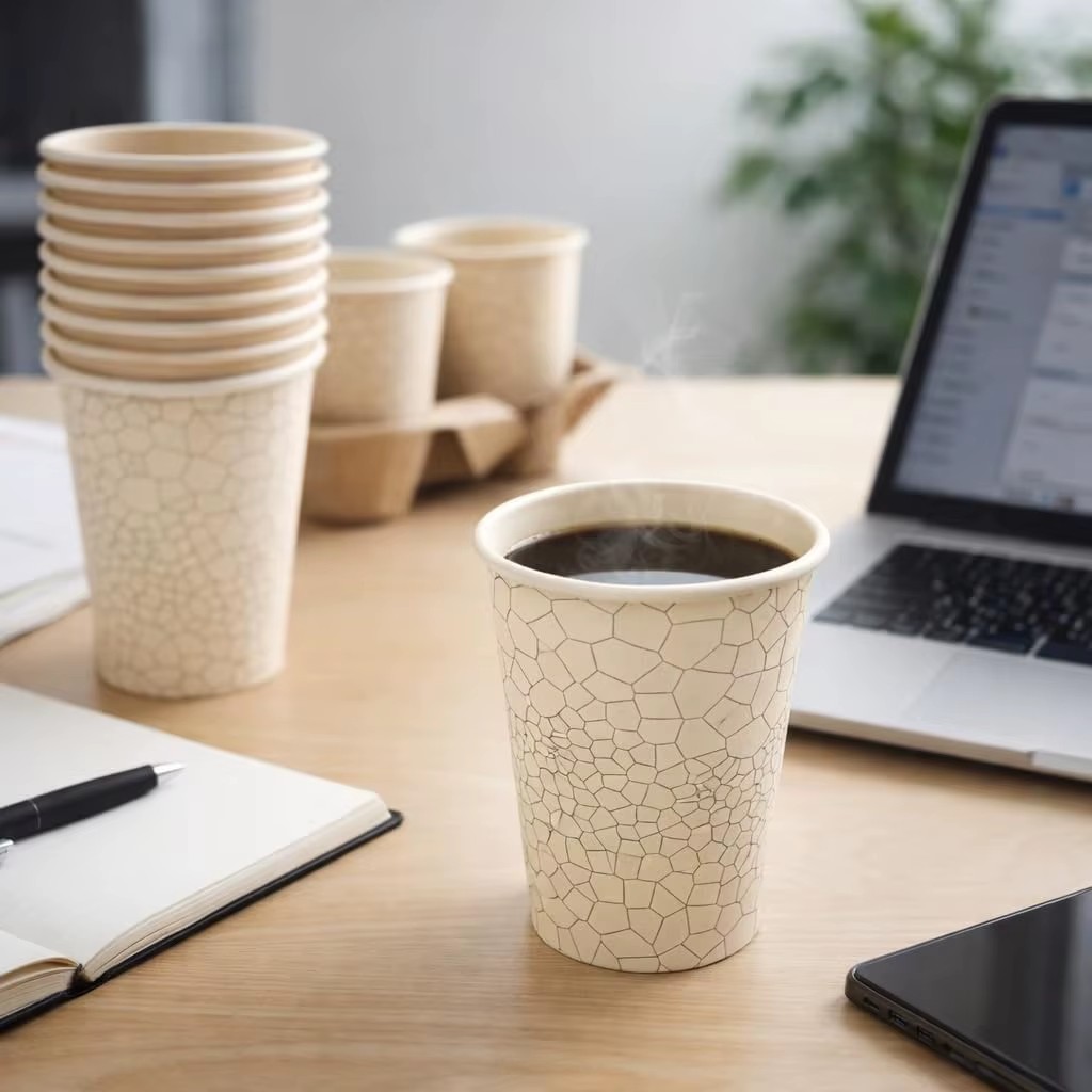 SOPARO 16 oz Bulk Disposable Paper Cups 1000 Count Rolled Rim Leak Resistant Ripple Wall Style for Hot Coffee