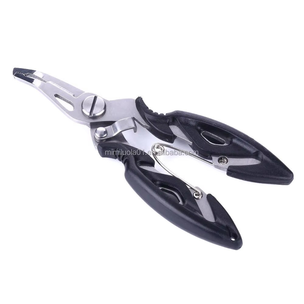 Wholesale QT014 Stainless Steel 12.5*5.5cm 43g Curved Fishing Cutting Scissors Fishing Pliers with Hook Remover