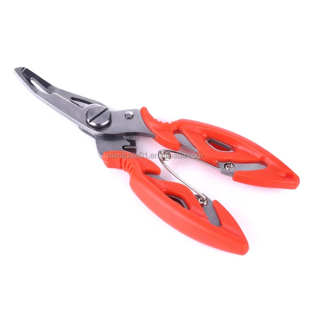 Wholesale QT014 Stainless Steel 12.5*5.5cm 43g Curved Fishing Cutting Scissors Fishing Pliers with Hook Remover