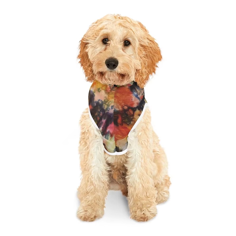 Colorful Tie-Dye Durable 100% Polyester Machine Washable Tumble Dry Low Heat Pet Hoodie for Stylish Dogs