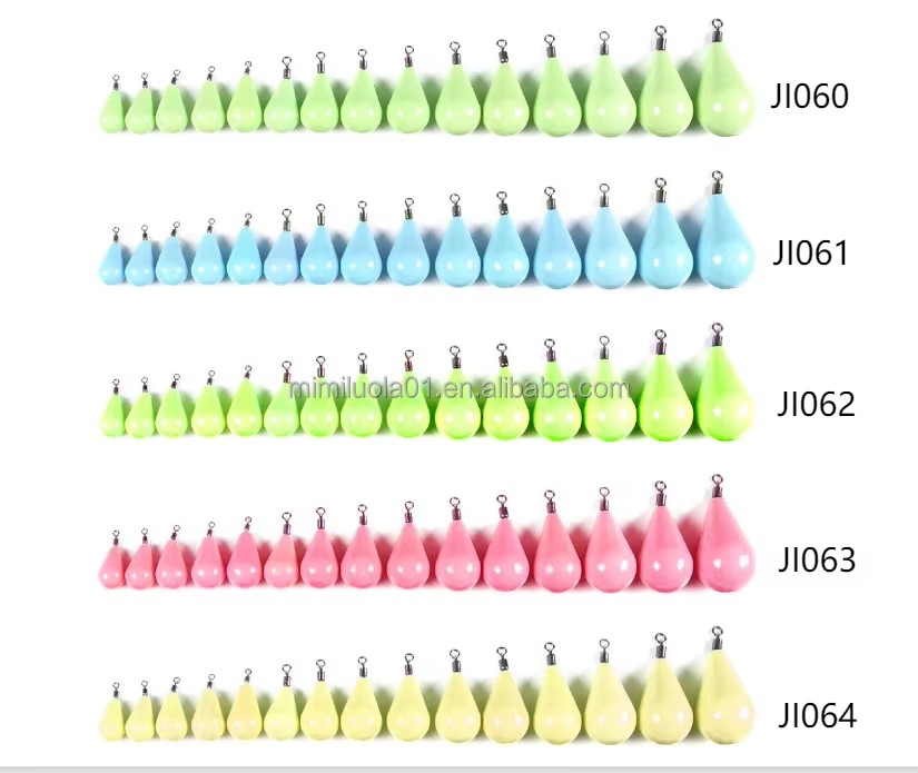 Wholesale JI060~064 11.4g~140g Fishing Tackle Accessories Casting Drop Shape Lead Weights Luminous Painted Fishing Sinkers