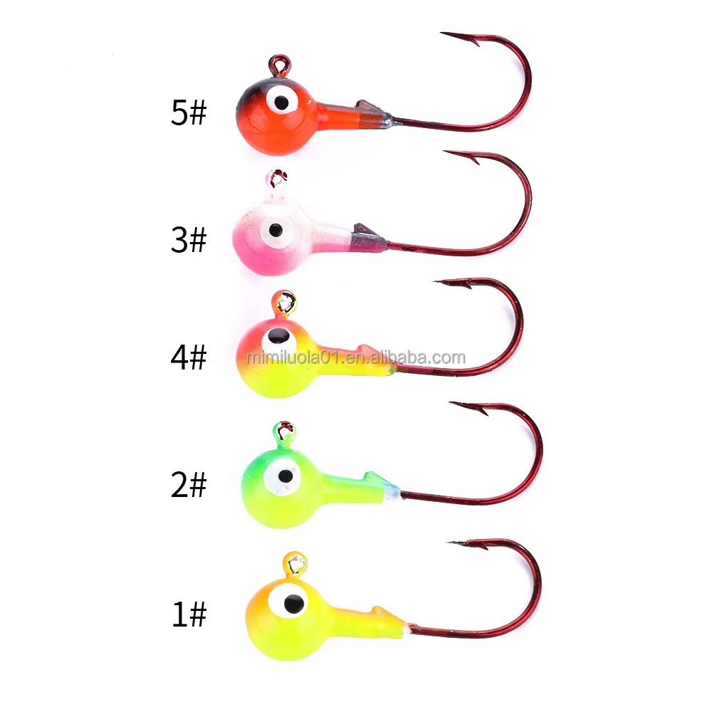 Wholesale JI006 7g 5pcs/bag Mixed Colors Fishing Hooks Big Eye Mini Lead Jig Heads