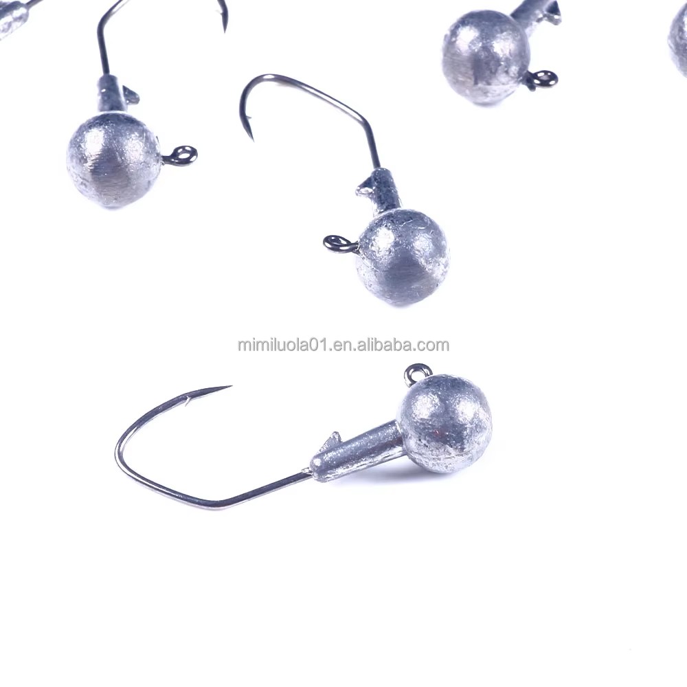 Wholesale JI031 1.75g 3.5g 5.25g Round Ball Shape Lead Jig Head Barbed Fishing Hooks