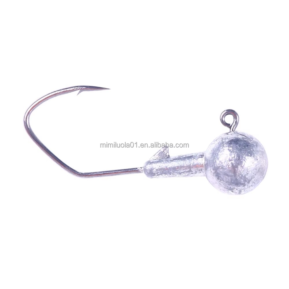 Wholesale JI031 1.75g 3.5g 5.25g Round Ball Shape Lead Jig Head Barbed Fishing Hooks